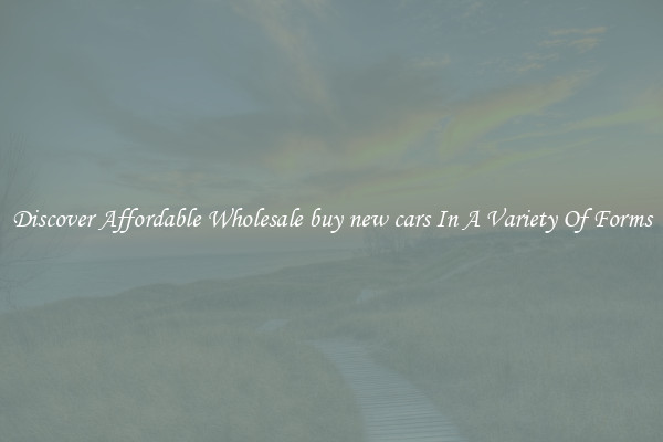 Discover Affordable Wholesale buy new cars In A Variety Of Forms